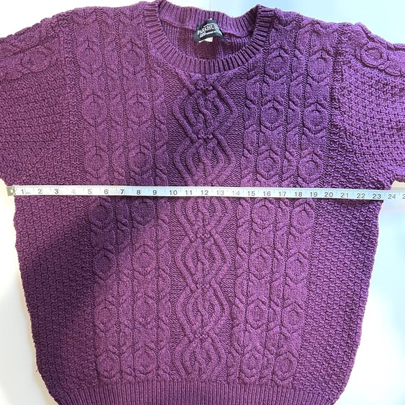 Parkhurst Rich Plum XL Chunky Cable Knit Sweater Colourful Purple Modern Chic - Picture 8 of 10